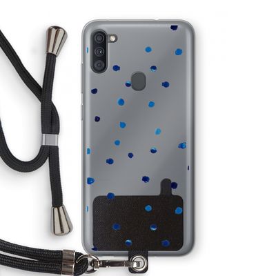 Blauwe stippen: Samsung Galaxy A11 Transparant Hoesje met koord