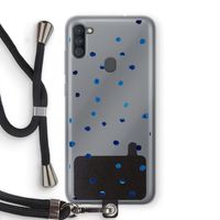 Blauwe stippen: Samsung Galaxy A11 Transparant Hoesje met koord