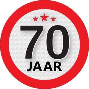 10x 70 Jaar leeftijd stickers rond 9 cm verjaardag versiering - Feeststickers