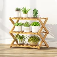 3-laag balkon woonkamer opvouwbare massief hout Flower stand ingemaakte planken lengte: 50cm