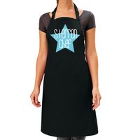 Cadeau schort voor dames - sterren chef - blauw - keukenschort - barbecue - keukenprinses