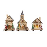Houten Kersthuisje Of Kerk LED 25cm - thumbnail