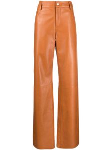 Drome pantalon en peau d'agneau à taille haute - Marron