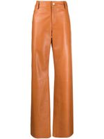 Drome pantalon en peau d'agneau à taille haute - Marron