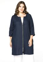 Yoek Blouse-jasje rits linnen | Blauw | Maat 54/56 Yoek Blouse-jasje rits linnen | Blauw | Maat 54/56