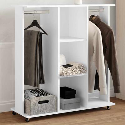 VidaXL Kledingkast met wielen 102x38x110 cm bewerkt hout wit