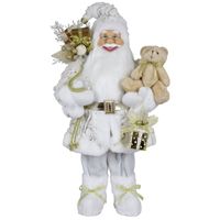 Kerstman beeld - H60 cm - wit - staand - kerstpop   -