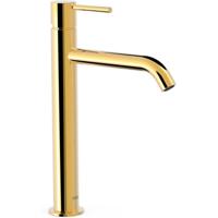 Wastafelkraan Tres Study | Opbouw | Mengkraan | Hoog model | 1-knop | Rond | 24k Goud glans