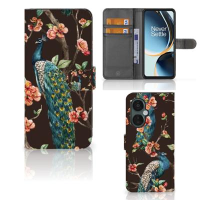 OnePlus Nord CE 3 Lite | Telefoonhoesje | Met pasjeshouder | Pauw met Bloemen