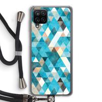 Gekleurde driehoekjes blauw: Samsung Galaxy A12 Transparant Hoesje met koord