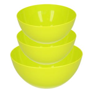 Plasticforte voedsel serveer schalen set - 3x stuks - groen - kunststof - Dia 23 en 26 cm