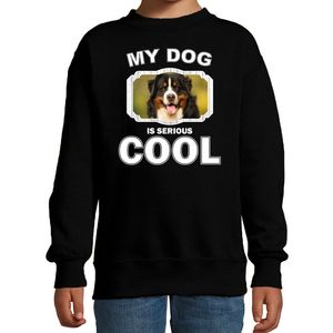 Berner sennen honden trui / sweater my dog is serious cool zwart voor kinderen