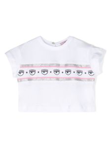 Chiara Ferragni Kids t-shirt à bande logo - Blanc