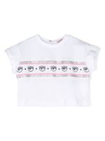 Chiara Ferragni Kids t-shirt à bande logo - Blanc