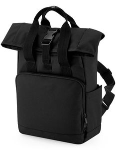 Atlantis BG118S Recycled Mini Twin Handle Roll-Top Backpack - Black - 23 x 32 x 11 cm