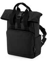 Atlantis BG118S Recycled Mini Twin Handle Roll-Top Backpack - Black - 23 x 32 x 11 cm - thumbnail
