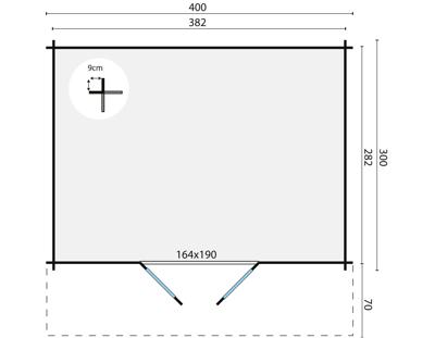 Blokhut - Tuinhuis Murcia | 34 mm | vuren Red Class Wood geïmpregneerd