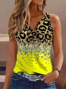 Leopard  Casual V Neck Tank Top