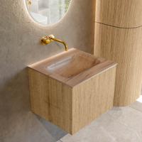 Badmeubel Mondiaz Kurve-Dlux | 50 cm | Meubelkleur Oak | Wastafelkleur Saba | Solid surface | Wasbak midden spoelbak | Zonder kraangat(en)
