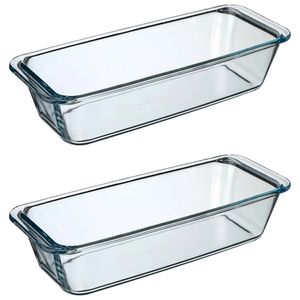 2x stuks ovenschaal rechthoek - Transparant - Geglazuurd glas - 31 x 12 x 7 cm