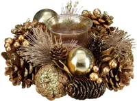 Mica Decorations theelichthouder dennenappel eton 19x9cm goud