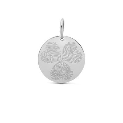 Gepersonaliseerde vingerafdrukken klaver bedel - Stainless steel - Zilver - 18 mm - 3 vingerafdrukken