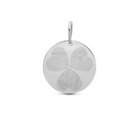 Gepersonaliseerde vingerafdrukken klaver bedel - Stainless steel - Zilver - 18 mm - 3 vingerafdrukken