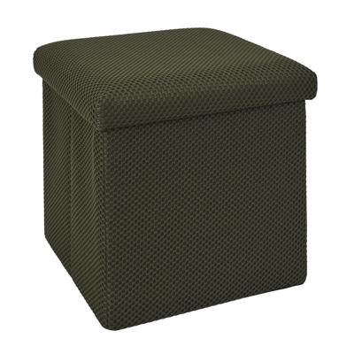 Poef/hocker opvouwbaar Atome - stof - opbergbox - donkergroen - polyester/mdf - 38 x 38 cm