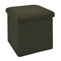 Poef/hocker opvouwbaar Atome - stof - opbergbox - donkergroen - polyester/mdf - 38 x 38 cm Poef/hocker opvouwbaar Atome - stof - opbergbox - donkergroen - polyester/mdf - 38 x 38 cm