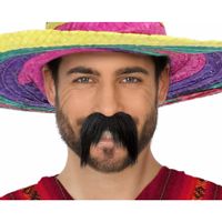 Carnaval verkleed snor - Mexicaan/Cowboy - zwart - zelfklevende namaak snorren - thumbnail