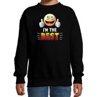 Funny emoticon sweater I am the best zwart kids - thumbnail