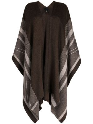 VOZ poncho en maille fine à rayures - Marron