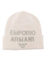 Emporio Armani bonnet en maille fine à logo brodé - Tons neutres