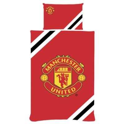 Manchester United Stripe Dekbedovertrek & Kussensloop (1 Persoon) - Om