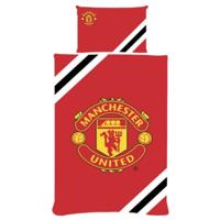 Manchester United Stripe Dekbedovertrek & Kussensloop (1 Persoon) - Om
