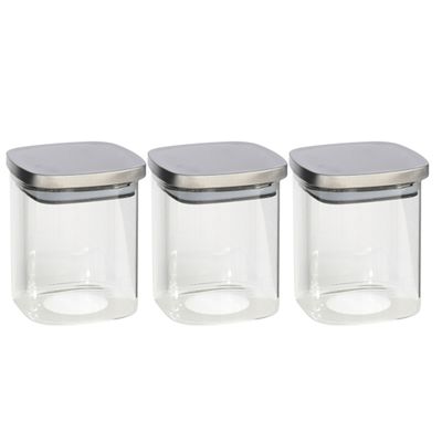 3x stuks voedsel/etenswaren bewaren voorraadpot 1100 ml glas met RVS deksel