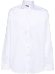 Canali chemise en coton à col biaisé - Blanc