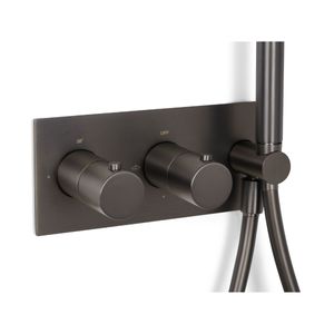 Badkraan Blue Label Brondby | Inbouw | Thermostaatkraan | Incl.Inbouwdeel | 2-weg | Vierkant | Gunmetal PVD