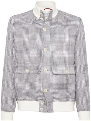 Brunello Cucinelli veste à motif pied-de-poule - Gris