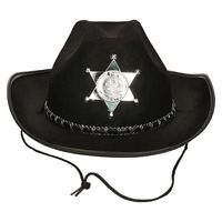 Atosa Carnaval verkleed Cowboy hoed Kentucky - zwart - kinderen - Western Sheriff thema   -