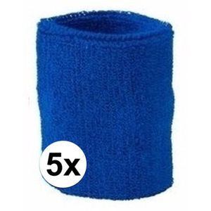 5x Kobalt blauw zweetbandje voor pols