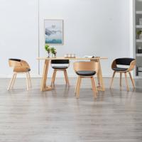 Eetkamerstoelen 4 st gebogen hout en kunstleer zwart