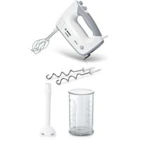 Bosch mixer - MFQ36440 - 450 W - 5 snelheden - 2 gardes / 2 RVS deeghaken - Schaal met schaalverdeling met deksel - Wit/Grijs