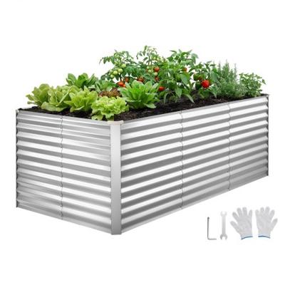 VEVOR Verhoogd tuinbed, Metaal, 2400x1200x860 mm, Rechthoekig tuinbed, Plantenbakset voor buiten, Groentebed met handschoenen, Bloembed zonder bodem, Plantbed voor bloemen en groenten, Zilver