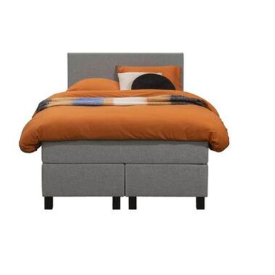 Boxspring Liv egaal - lichtgrijs - 120x200 cm - vierkante poot - Leen Bakker