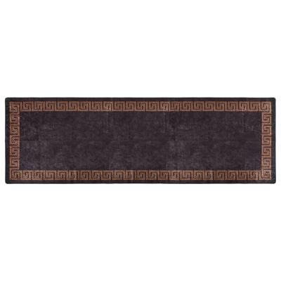 Vloerkleed wasbaar anti-slip 80x300 cm zwart en goudkleurig