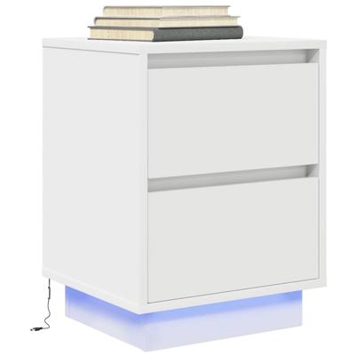Nachtkastje met LED-verlichting 38x34x50 cm wit