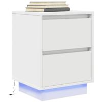 Nachtkastje met LED-verlichting 38x34x50 cm wit