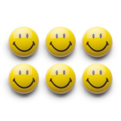 Zeller Magneten Smile / Emoticon - 6x - kunststof - 3 cm - koelkast / whiteboard