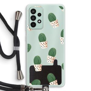 Cactusprint roze: Samsung Galaxy A52s 5G Transparant Hoesje met koord